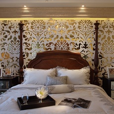 欣赏床头背景墙上的艺术造诣,感念欧式风情的个性家居