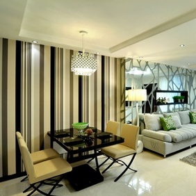 条纹壁纸装饰的空间感